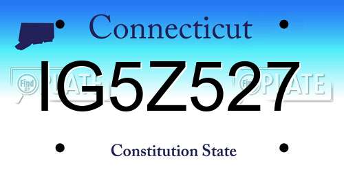 IG5Z527 Connecticut License Plate