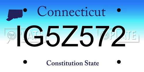 IG5Z572 Connecticut License Plate
