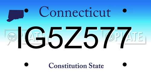 IG5Z577 Connecticut License Plate
