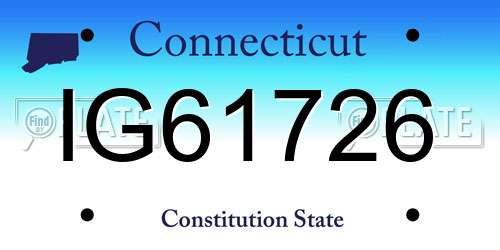 IG61726 Connecticut License Plate