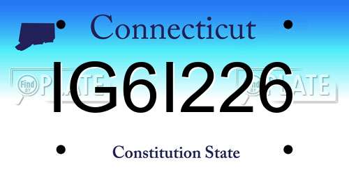 IG6I226 Connecticut License Plate