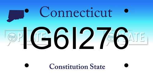 IG6I276 Connecticut License Plate
