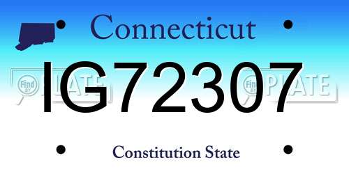 IG72307 Connecticut License Plate