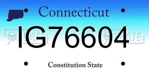 IG76604 Connecticut License Plate