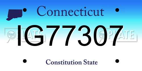 IG77307 Connecticut License Plate