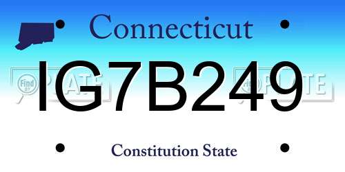 IG7B249 Connecticut License Plate