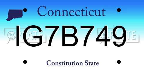 IG7B749 Connecticut License Plate