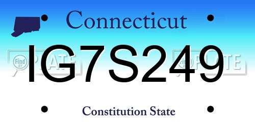 IG7S249 Connecticut License Plate