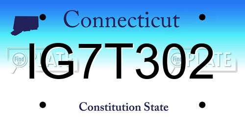 IG7T302 Connecticut License Plate