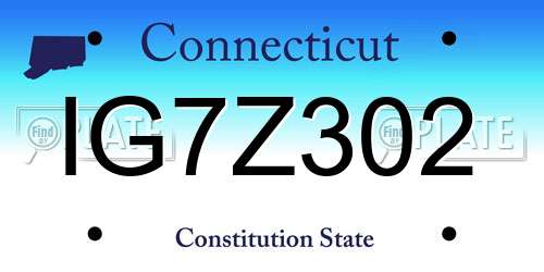 IG7Z302 Connecticut License Plate