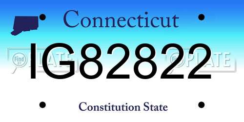 IG82822 Connecticut License Plate