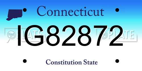 IG82872 Connecticut License Plate