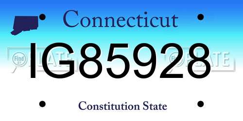 IG85928 Connecticut License Plate