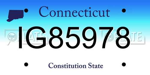 IG85978 Connecticut License Plate