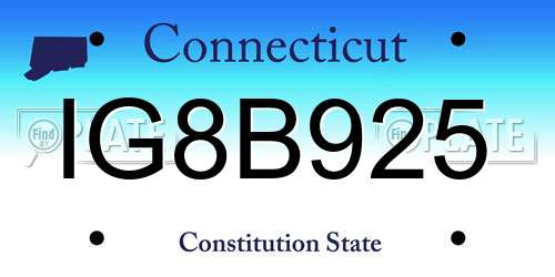 IG8B925 Connecticut License Plate