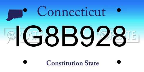 IG8B928 Connecticut License Plate