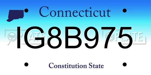 IG8B975 Connecticut License Plate