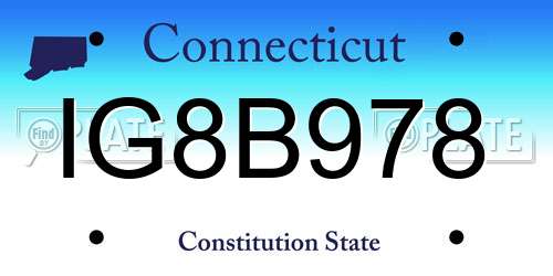 IG8B978 Connecticut License Plate
