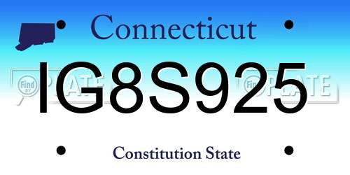 IG8S925 Connecticut License Plate