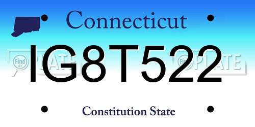IG8T522 Connecticut License Plate