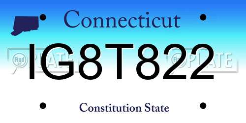 IG8T822 Connecticut License Plate