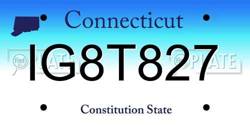 IG8T827 Connecticut License Plate