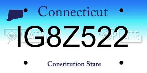 IG8Z522 Connecticut License Plate