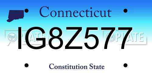 IG8Z577 Connecticut License Plate
