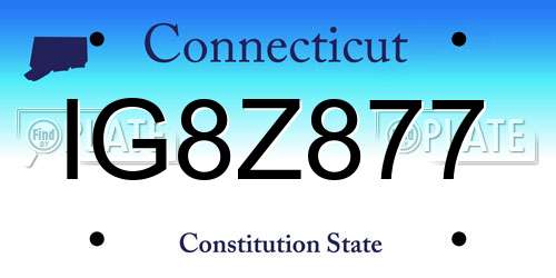 IG8Z877 Connecticut License Plate