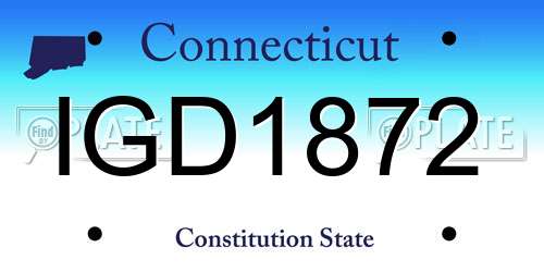 IGD1872 Connecticut License Plate