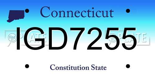 IGD7255 Connecticut License Plate