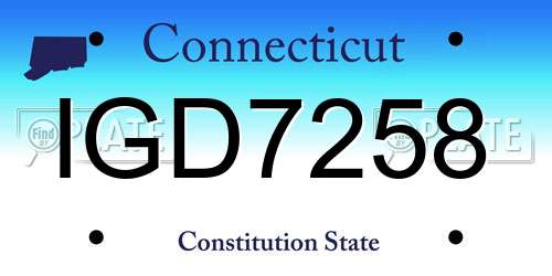 IGD7258 Connecticut License Plate
