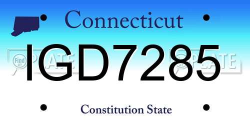 IGD7285 Connecticut License Plate
