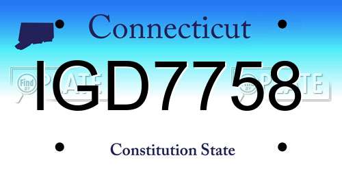 IGD7758 Connecticut License Plate
