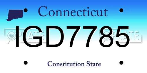 IGD7785 Connecticut License Plate