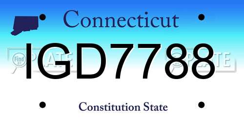 IGD7788 Connecticut License Plate