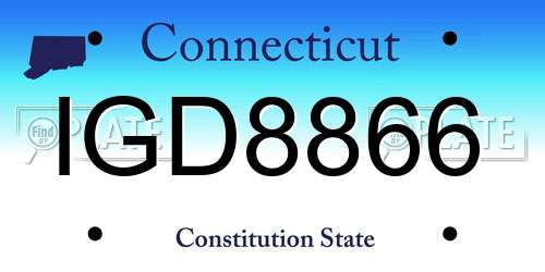 IGD8866 Connecticut License Plate