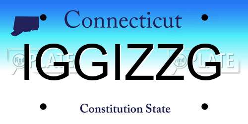 IGGIZZG Connecticut License Plate