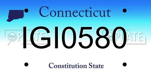 IGI0580 Connecticut License Plate