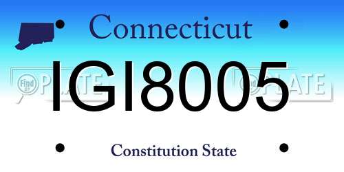 IGI8005 Connecticut License Plate