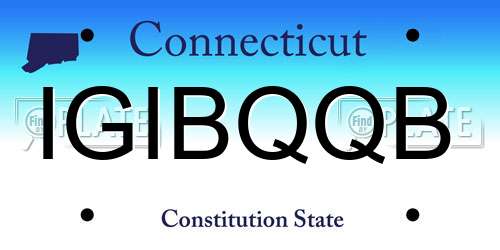 IGIBQQB Connecticut License Plate