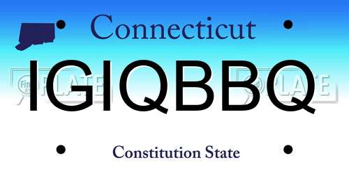 IGIQBBQ Connecticut License Plate