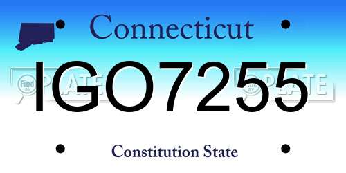 IGO7255 Connecticut License Plate