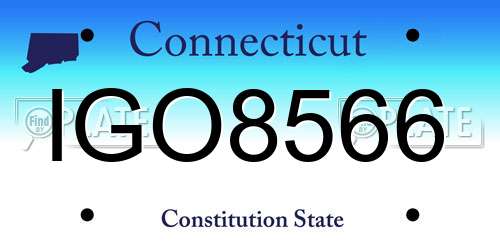 IGO8566 Connecticut License Plate