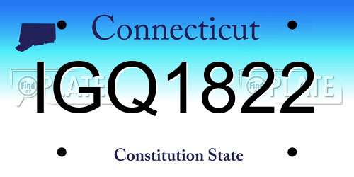 IGQ1822 Connecticut License Plate