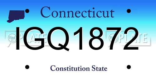 IGQ1872 Connecticut License Plate