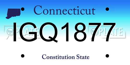 IGQ1877 Connecticut License Plate