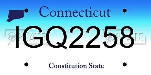 IGQ2258 Connecticut License Plate