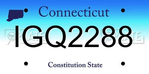 IGQ2288 Connecticut License Plate