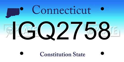 IGQ2758 Connecticut License Plate